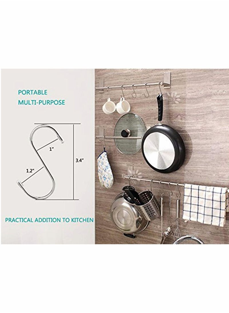 Y&D S Hooks Large 10 Pack Stainless Steel Metal Shaped Heavy-Duty Hanging Hangers with Ball Ends for Spoon Pan Pot Towel in Kitchen Bedroom Bathroom Office  - Image 2