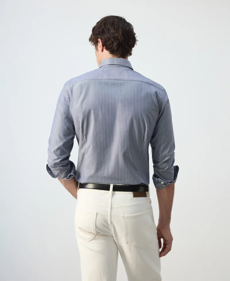 Mango Man  100% cotton slim-fit striped shirt for Men | Best Price UAE