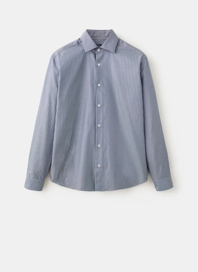 Mango Man  100% cotton slim-fit striped shirt for Men | Best Price UAE