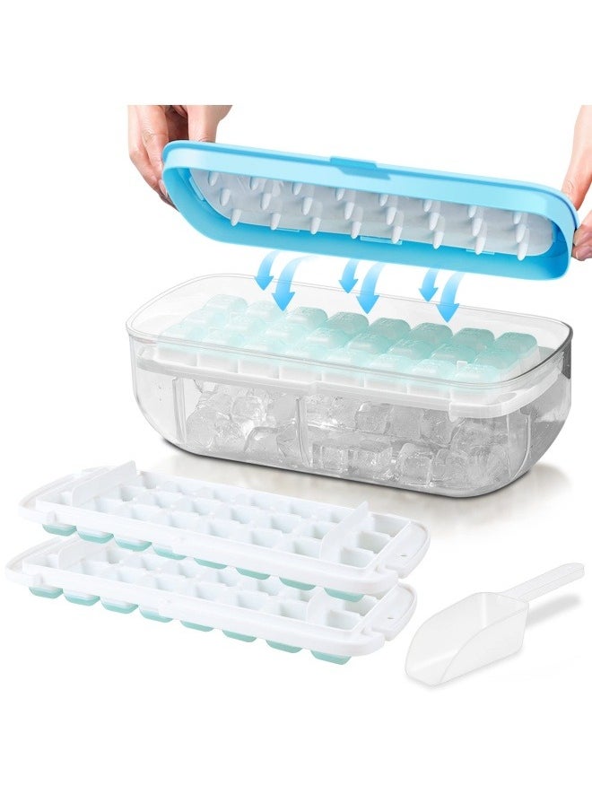 Ice Cube Tray with lid Food Grade Silicone Ice Cube Moulds Release All Ice Cubes in One Second Reusable 48 Ice Cube Tray