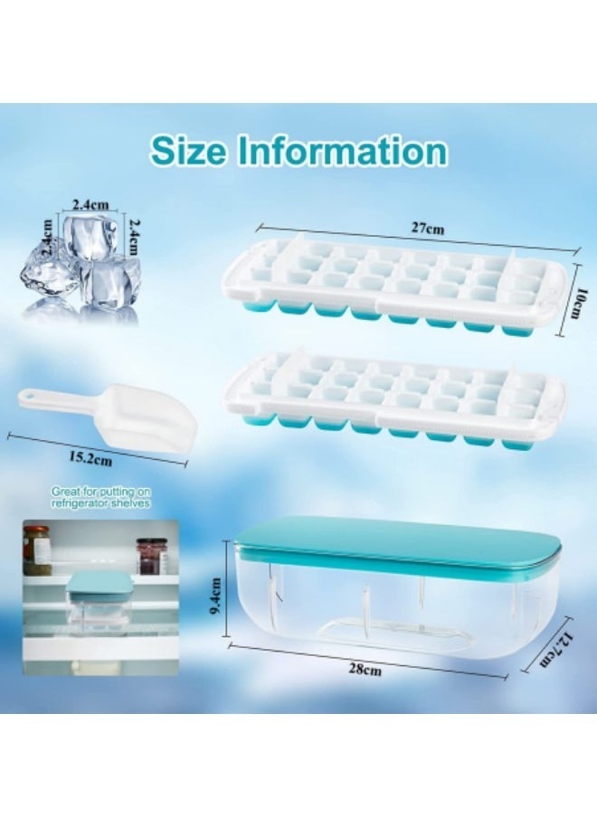 Ice Cube Tray with lid Food Grade Silicone Ice Cube Moulds Release All Ice Cubes in One Second Reusable 48 Ice Cube Tray