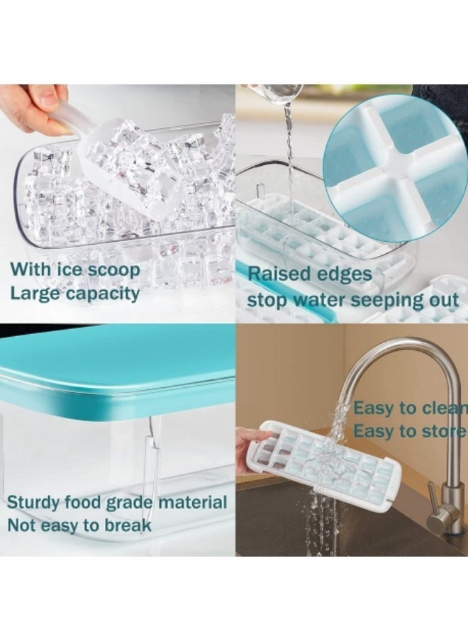 Ice Cube Tray with lid Food Grade Silicone Ice Cube Moulds Release All Ice Cubes in One Second Reusable 48 Ice Cube Tray