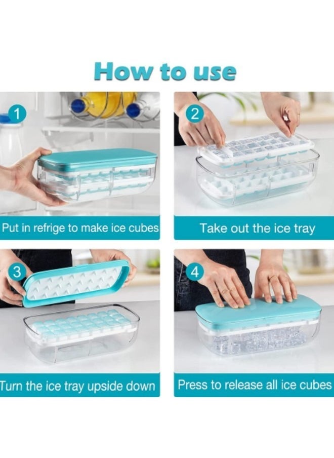 Ice Cube Tray with lid Food Grade Silicone Ice Cube Moulds Release All Ice Cubes in One Second Reusable 48 Ice Cube Tray
