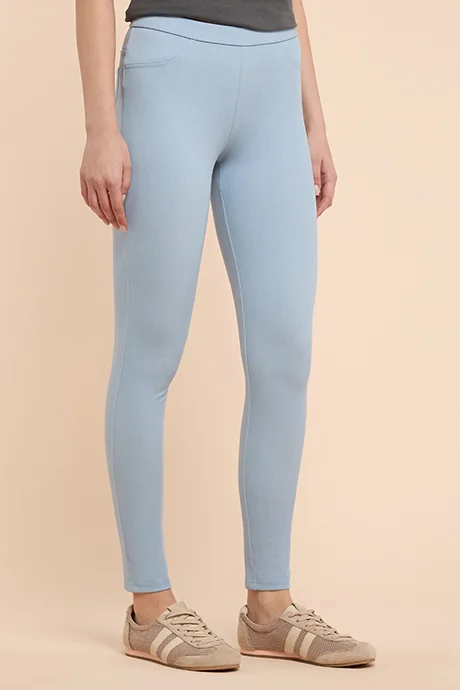 أر أند بي Solid Jeggings with Elastic Waist