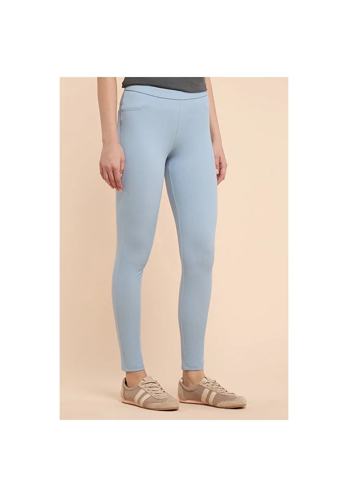 أر أند بي Solid Jeggings with Elastic Waist