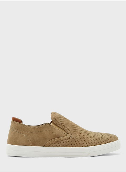 Perforation Detail Wash Look Casual Slip Ons