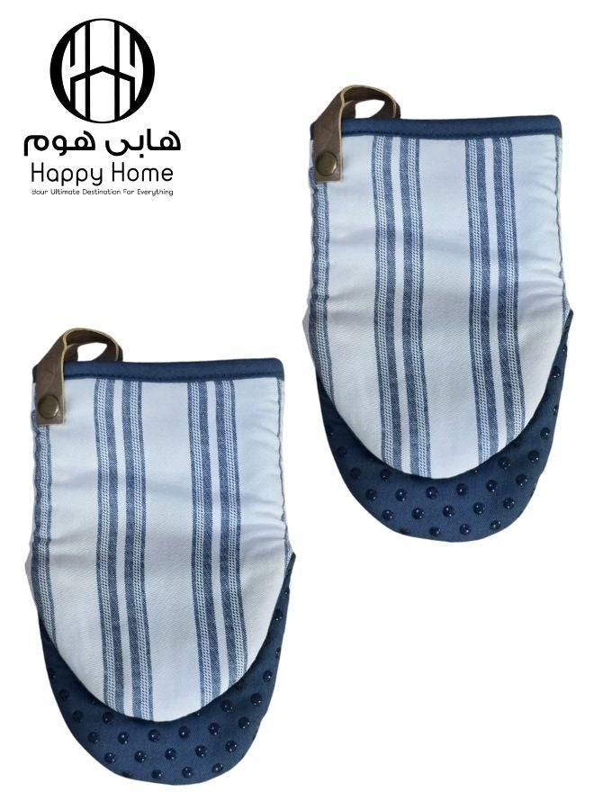 Happy Home 2 Pack Soft Ribbed Silicone Oven Gloves, Heat Resistant up to 500°F, Flexible and Waterproof with Non-Slip Grip and Hanging Loop Gloves, Suitable for Kitchen Cooking, Baking, Grilling (Multicolor) - Image 1