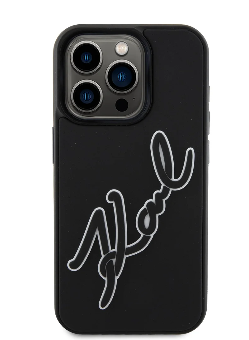 Karl Lagerfeld iPhone 16 Pro Max Case with 3D Rubber Signature Logo PU Hard Cover / Drop protection / Slim Profile / Lightweight Back Cover - Black