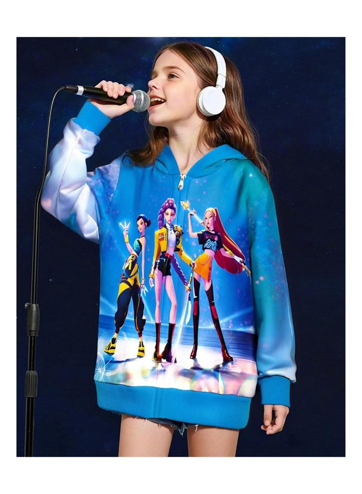 عام ك البوب: شيطان الصيادين المتوسطة والكبيرة الفتيات سترة سستة سترة مقنعين - Image 3