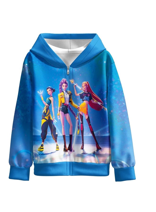 عام ك البوب: شيطان الصيادين المتوسطة والكبيرة الفتيات سترة سستة سترة مقنعين - Image 1