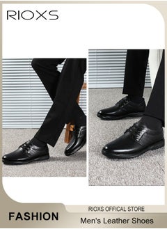 RIOXS Men's Business Leather Shoes, Lace-up Round-toe Oxford Shoes, Stylish Classic Loafer, Comfortable Lightweight Walking Flats, Suitable for Daily Wear and Formal Occasions  - Image 3