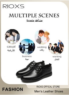 RIOXS Men's Business Leather Shoes, Lace-up Round-toe Oxford Shoes, Stylish Classic Loafer, Comfortable Lightweight Walking Flats, Suitable for Daily Wear and Formal Occasions  - Image 5
