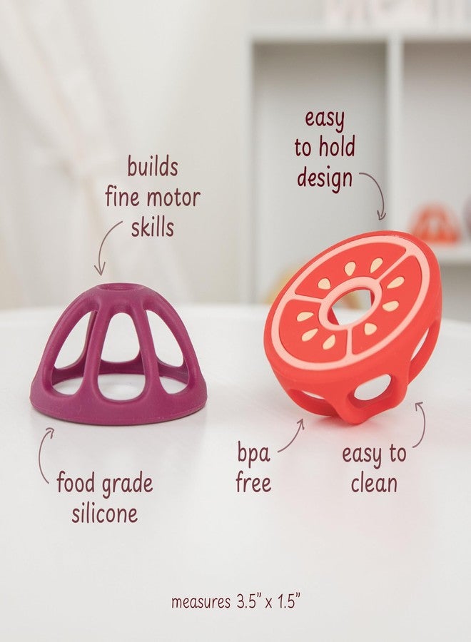 ReLIVE Tomato and Red Onion Silicone Teethers Baby Teething Toys, Newborn Essentials Must Haves, Easy-to-Hold Design Teething Ball Baby Essentials, BPA-Free - Image 2