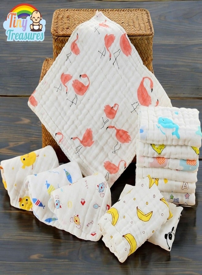 Tiny Treasures Muslin Cotton Face Towels for Newborn Baby Extra Soft Hankies Reusable Napkins for Infants Toddlers (Pack of 5) White, 500 TC - Image 2