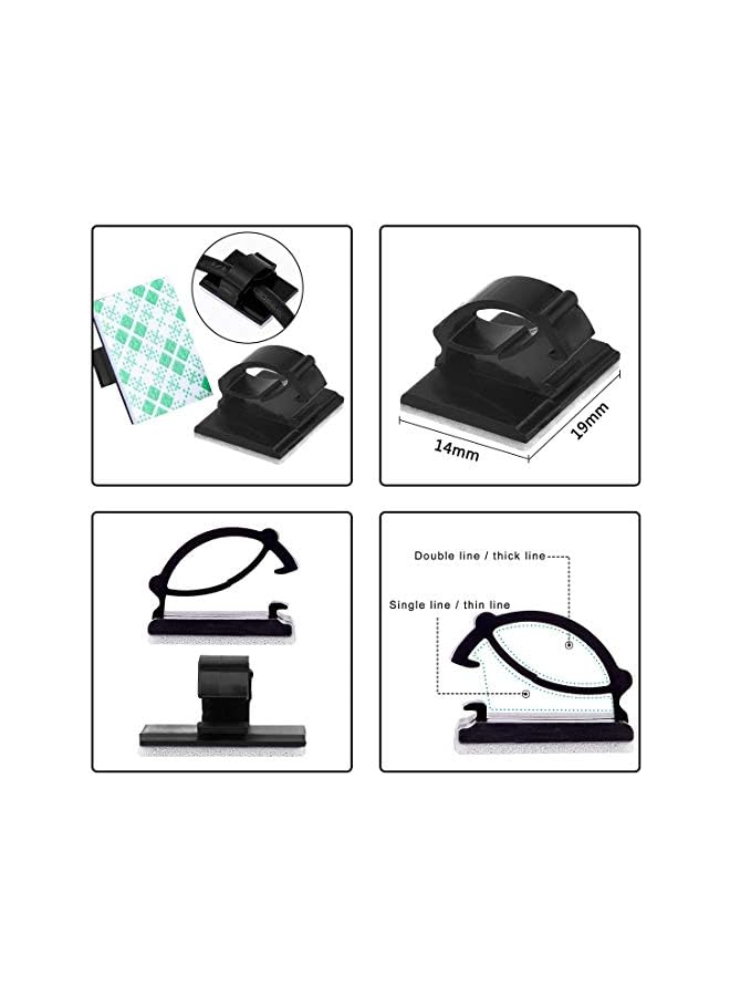promass 100 Pcs Adhesive Cable Clips, Upgraded Multifunctional Cord Holder Wire Organizer Cable Clamp for Car, Office and Home Cable Management (Black) - Image 2