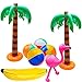 Elcoho 8 Pack Inflatable Luau Party Decorations Includes Inflatable Blow up Palm Trees Banana Beach Balls Flamingo Outdoor Hawaiian Summer Beach Decor PVC Material - Image 3