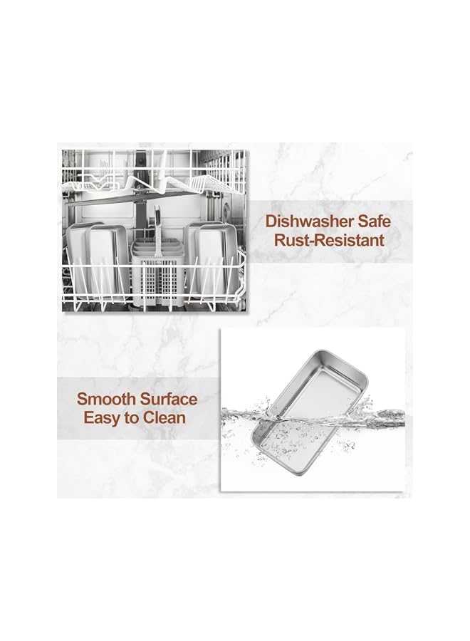 S-TOP 2 Pack Stainless Steel Bread Loaf Pans for Baking, 7.8x4.1 Inch Nonstick Loaf Tin for Homemade Banana Bread, Brownies, Meatloaf, Pound Cakes, Oven Safe, Dishwasher Safe, Home Baking (Silver) - Image 2