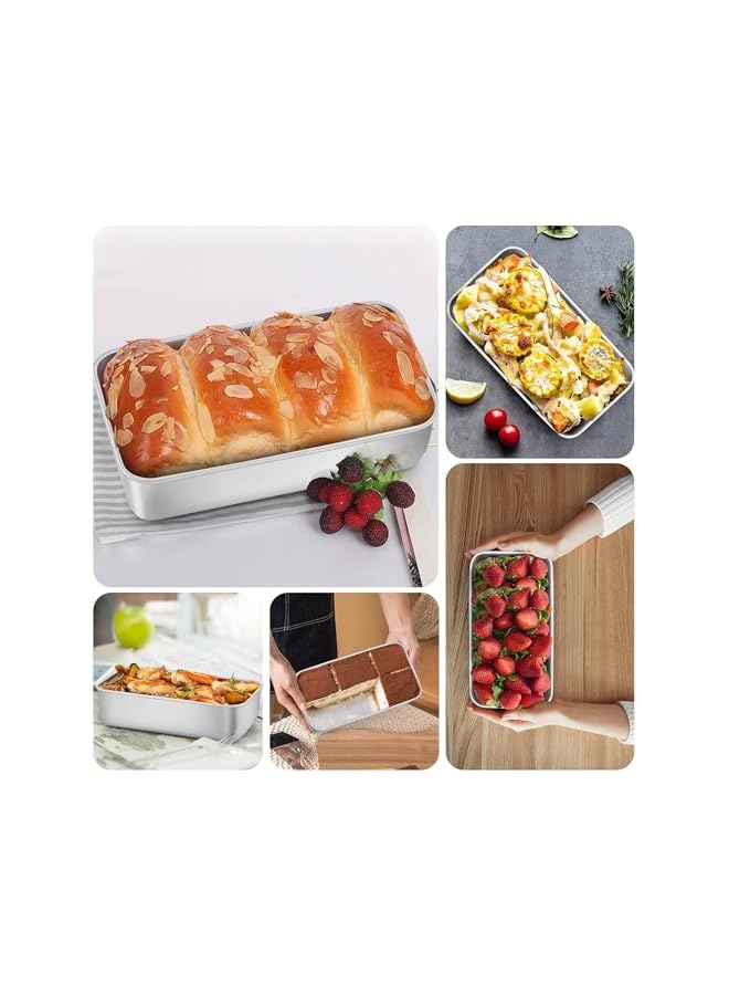 S-TOP 2 Pack Stainless Steel Bread Loaf Pans for Baking, 7.8x4.1 Inch Nonstick Loaf Tin for Homemade Banana Bread, Brownies, Meatloaf, Pound Cakes, Oven Safe, Dishwasher Safe, Home Baking (Silver) - Image 4