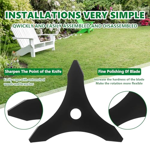 GZJoSum 9" x 36 Teeth Carbide Tipped Blades, 9" x20T Carbon Steel Round Chainsaw Tooth Brush Blades, 10" x 3 Teeth Carbon Blades with Universal Adapter Kit fit for Brush Cutter Trimmer Weed Eater - Image 4