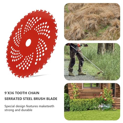 GZJoSum 9" x 36 Teeth Carbide Tipped Blades, 9" x20T Carbon Steel Round Chainsaw Tooth Brush Blades, 10" x 3 Teeth Carbon Blades with Universal Adapter Kit fit for Brush Cutter Trimmer Weed Eater - Image 5