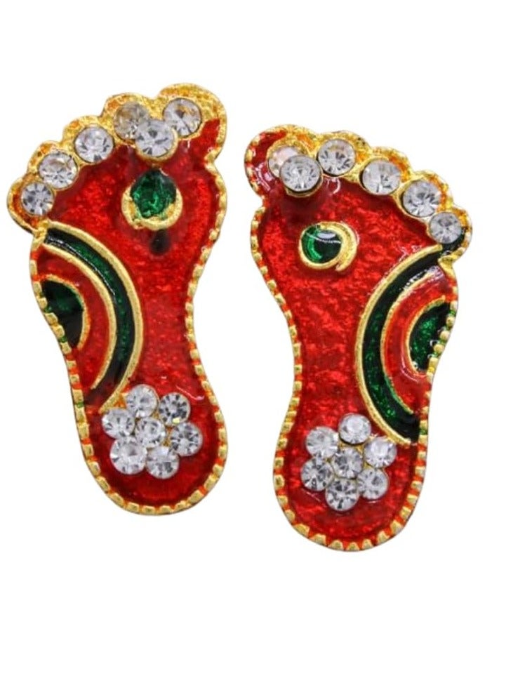 Madhoor Metal Lakshmi Feet Decorative Stickers for Diwali, Lakshmi Pooja, Home-Temple Decor & Festive Entrances, 3 cm, 1 Piece