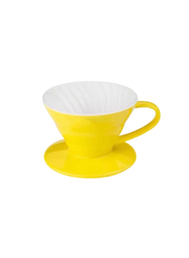 RANK V60 Ceramic Yellow Dripper 1-2 Cup Made of High Fired Ceramic Material Pour Over Coffee Maker Slow Brewing Home Office Cafe Strong Flavour Brewer Red Size 01 - Image 2