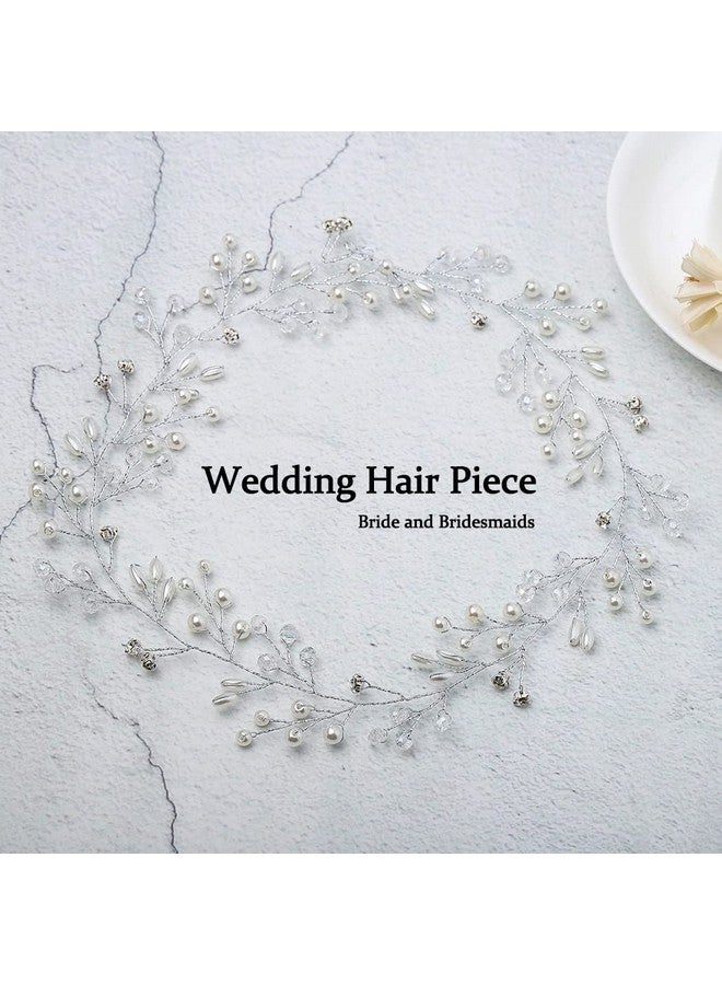 JAKAWIN Bride Pearl Wedding Hair Vine Silver Hair Piece Rhinestone Headpiece Bridal Hair Accessories For Women  - Image 1