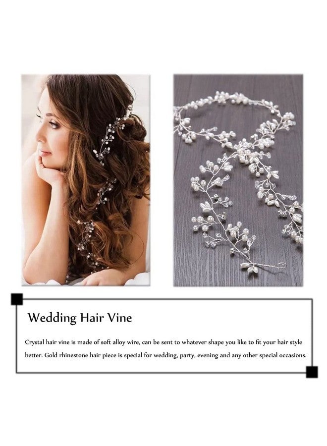 JAKAWIN Bride Pearl Wedding Hair Vine Silver Hair Piece Rhinestone Headpiece Bridal Hair Accessories For Women  - Image 3