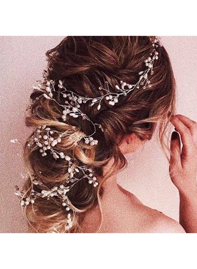 JAKAWIN Bride Pearl Wedding Hair Vine Silver Hair Piece Rhinestone Headpiece Bridal Hair Accessories For Women  - Image 2