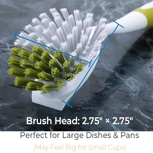 YeuDeuy Dish Brush, Dish Scrubber & Kitchen Scrub Brush for Dishes, Pots, Pans, Sink, Cast Iron, Yellow-Green 3 Pack - Image 2