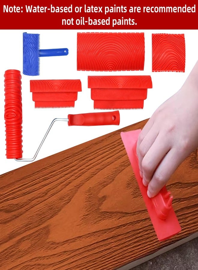 lenpestia Wood Graining Tool Set 6 PCS Wood Grain Painting Tool Kit Natural Wood Grain Maker Tool with Handle for DIY Table Chair Railings Wall Room Art Paint Decoration - Image 3