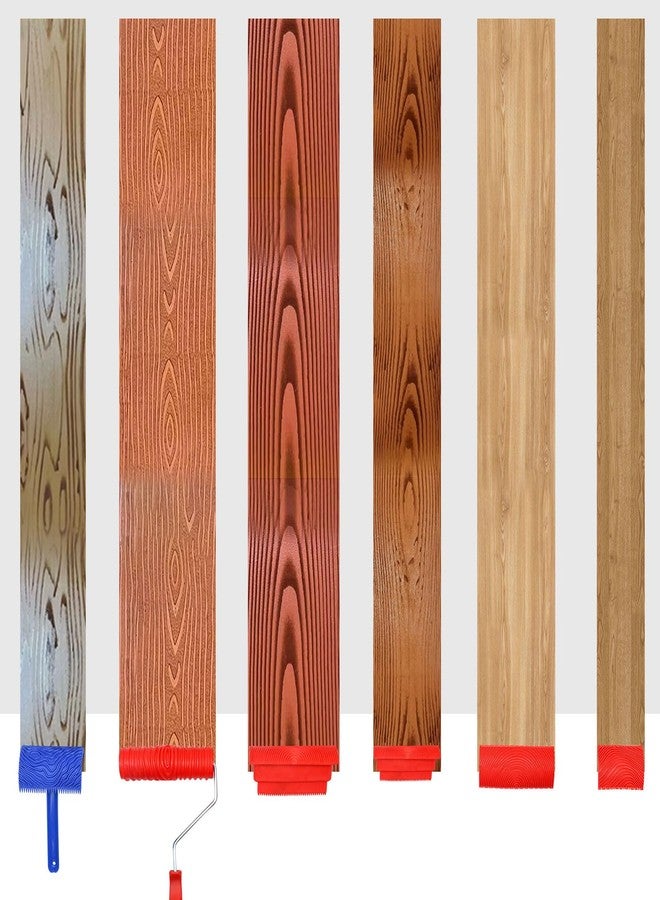 lenpestia Wood Graining Tool Set 6 PCS Wood Grain Painting Tool Kit Natural Wood Grain Maker Tool with Handle for DIY Table Chair Railings Wall Room Art Paint Decoration - Image 5