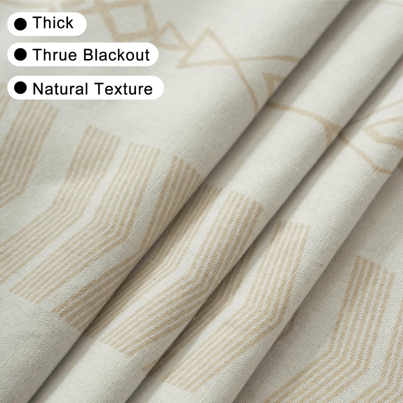 ColorBird 100% Blackout Boho Curtains Beige Cream Heat Sun Blocking Bedroom Living Room 84 Inches Thermal Curtains for Summer Heat Patterned Western Bohemian Aztec Black Out Curtain Drapes Kitchen - Image 5