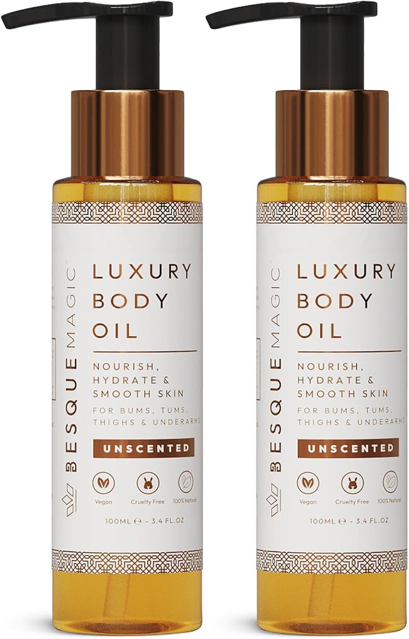 Besque Magic Luxury Body Oil Unscented 100ml Natural Hydrating Body Oil for Women That Plumps Tightens And Firms Skin With Natural Ingredients Sweet Almond and Rosehip