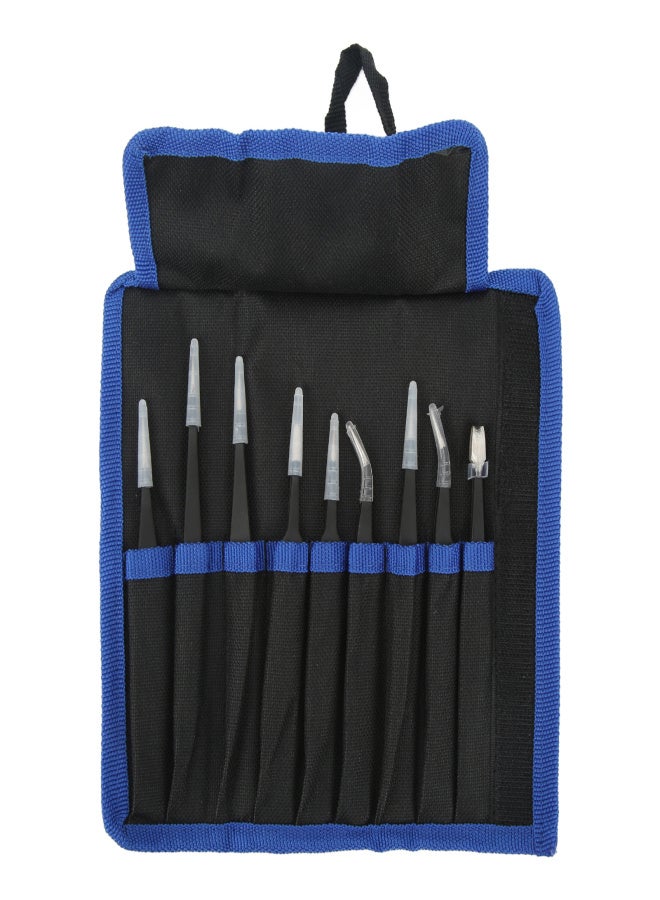 9PCS Tweezer Set Stainless Steel Anti Slip Pointed Curved Tips Tweezer Set for Cell Phone Repair - Image 2