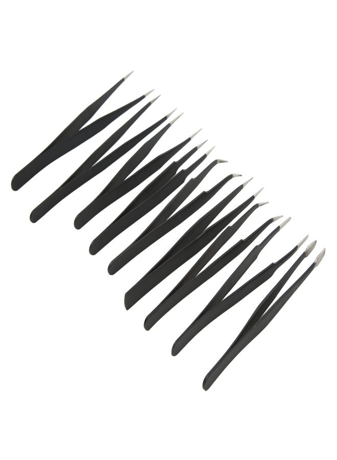 9PCS Tweezer Set Stainless Steel Anti Slip Pointed Curved Tips Tweezer Set for Cell Phone Repair - Image 4