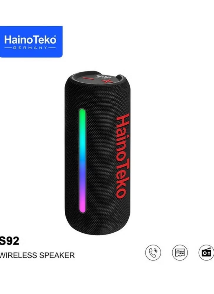 Haino Teko Portable Wireless Speaker with High Bass Sound Quality – Multi-Functional Button Control & LED Light – Compact, Rechargeable Bluetooth Speaker for Parties, Outdoors, and Events – Black - Image 1