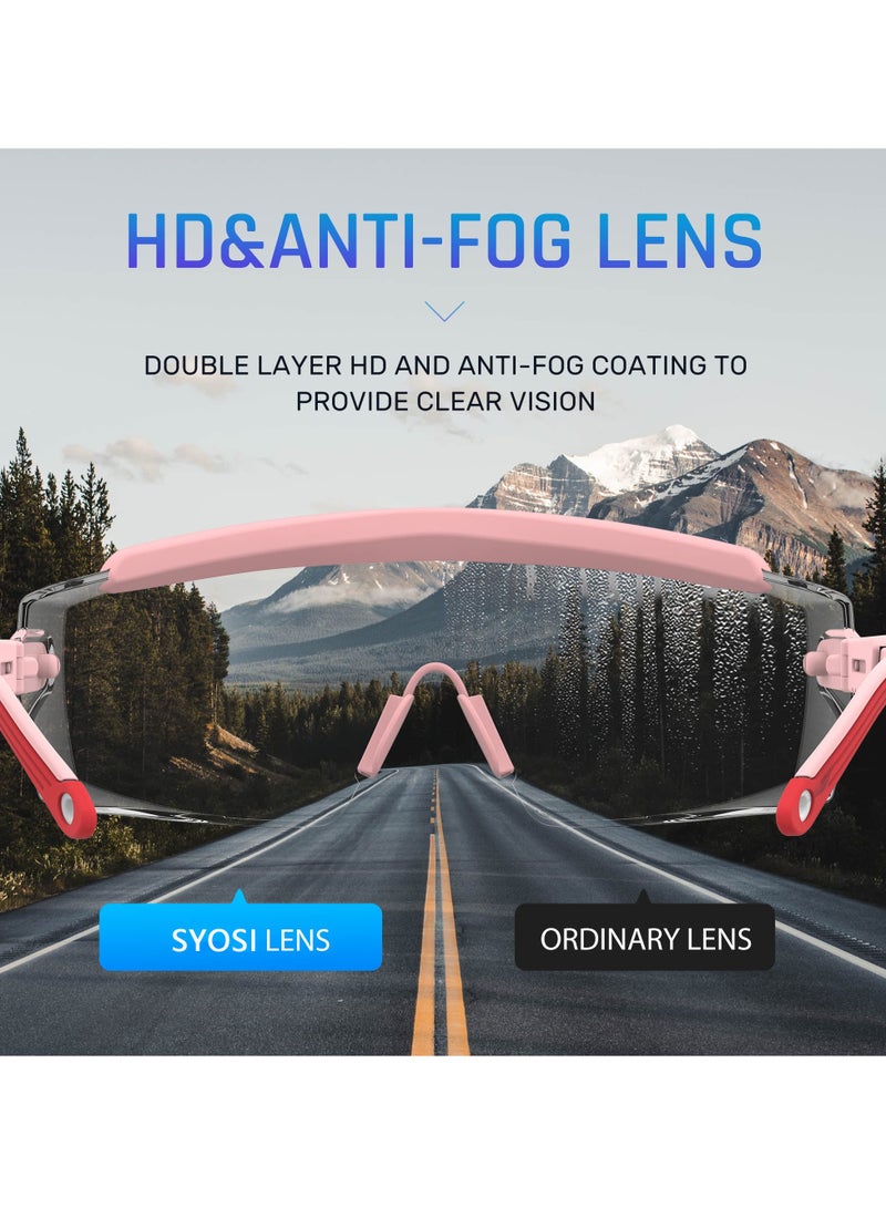 Adjustable Safety Glasses with Fog and Scratch Resistance, UV Protection, Comfortable Fit (Pink) - Image 4