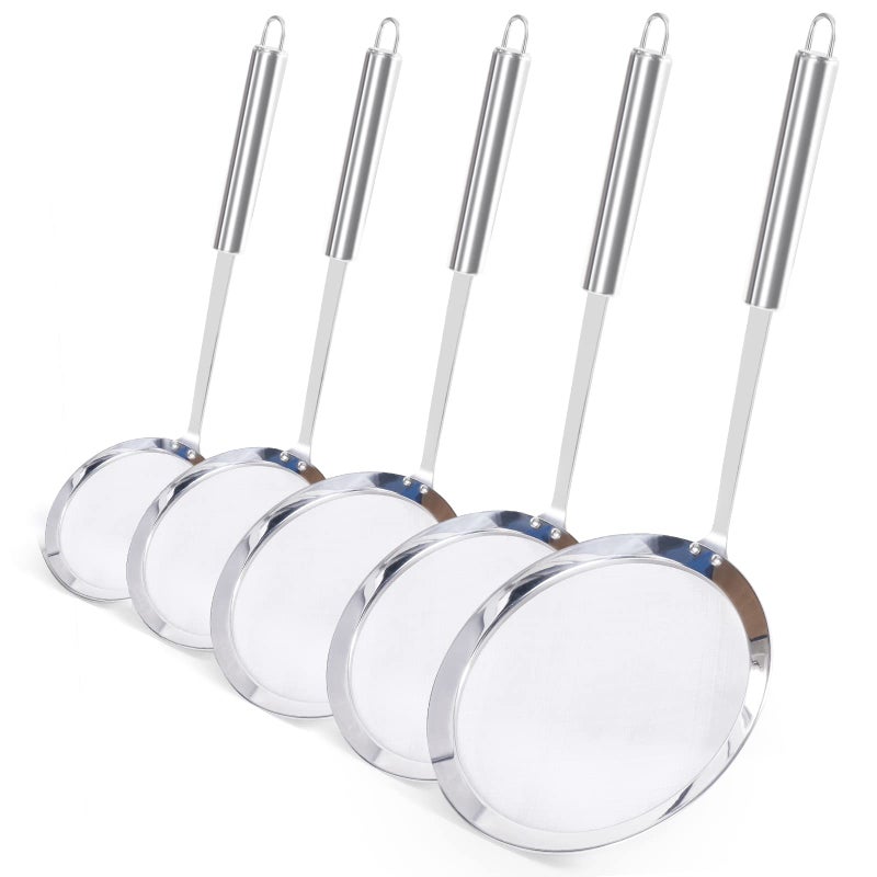 Newness Newness Fine Mesh Skimmer Spoon 5 Pack Professional 304 Stainless Steel Hot Pot Fat Strainer for Oil Filter Skimming Grease and Foam Durable MultiFunctional Kitchen Cooking Mesh Food Strainer 