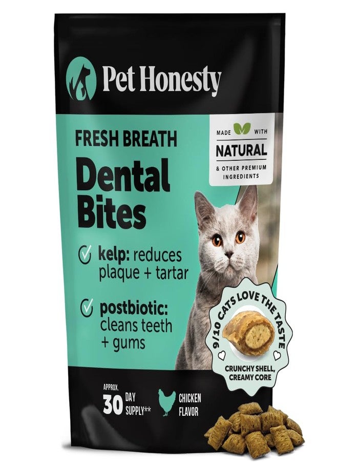 Pet Honesty Fresh Dental Bites for Cats - Crunchy & Creamy Cat Dental Treats for Fresh Breath, Plaque + Tartar Control, Cleans Teeth + Gums, Daily Cat Oral Care (30 Day Supply) - Image 1