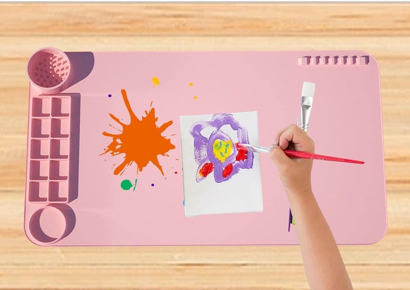 windforgecraft Craft Mat for Table Kids | Painting Craft Mat | Painting Mat for Craft, Nonstick Silicone Sheet with Cleaning Tank & Brush Holder for Paint Art Creations and - Image 5