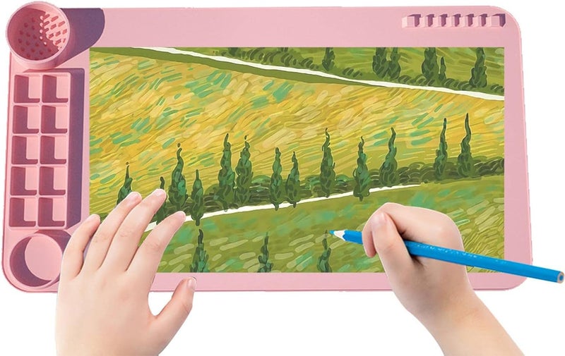 windforgecraft Craft Mat for Table Kids | Painting Craft Mat | Painting Mat for Craft, Nonstick Silicone Sheet with Cleaning Tank & Brush Holder for Paint Art Creations and - Image 1