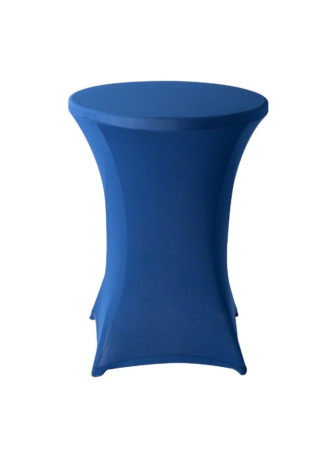 Restaurantware Table Tek 36 x 43 Inch Round Table Covers, 10 Washable Spandex Tablecloths - Wrinkle-Free, Durable, Blue Polyester Fitted Tablecloths, For Parties, Banquets, or Weddings,  - Image 1