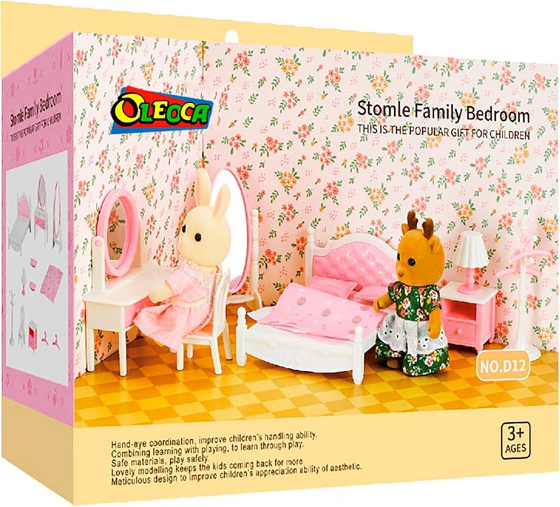 OLEOCA Family Bedroom Dollhouse Playset with Furniture and Accessories Included - Image 2