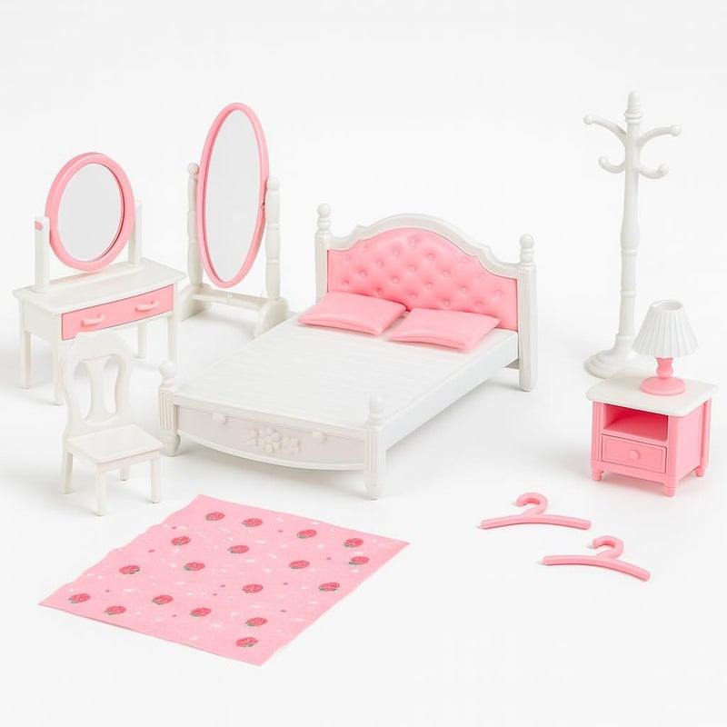 OLEOCA Family Bedroom Dollhouse Playset with Furniture and Accessories Included - Image 1