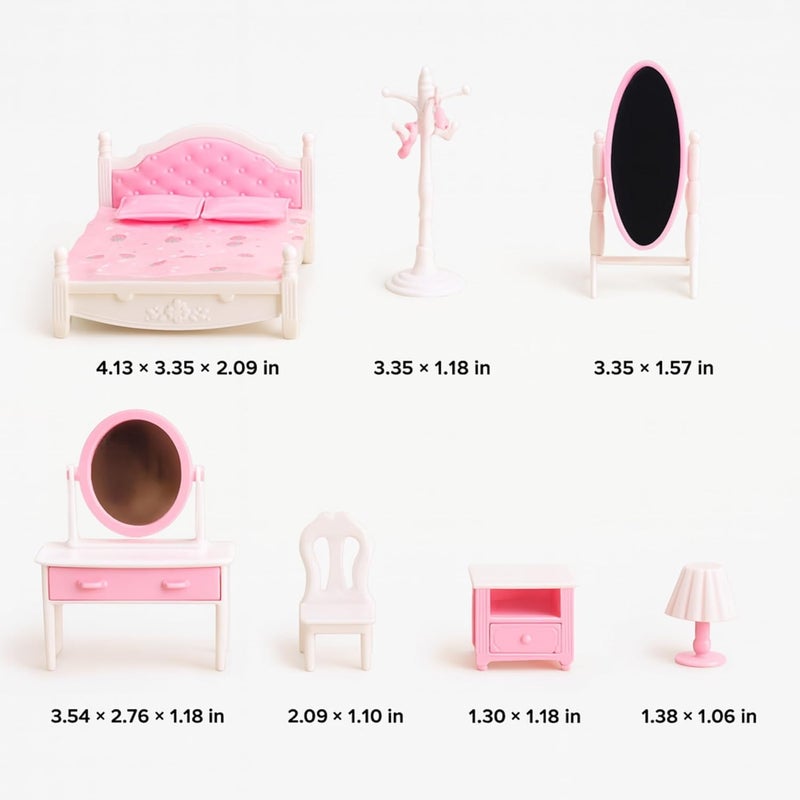 OLEOCA Family Bedroom Dollhouse Playset with Furniture and Accessories Included - Image 4