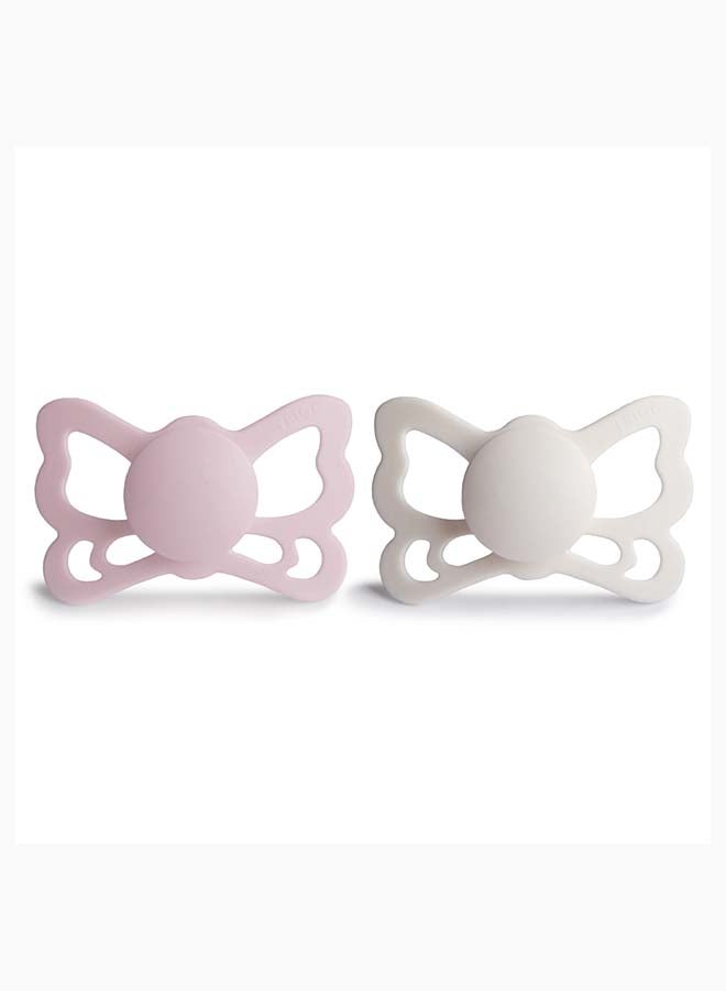 FRIGG لهاية FRIGG بتصميم فراشة من السيليكون للأطفال 6-18 شهر 2-Pack بلون زهري/رمادي فضي - الحجم 2 - Image 1