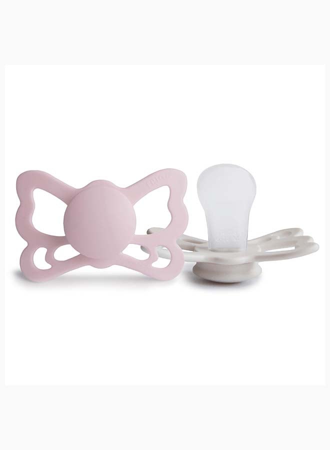 FRIGG لهاية FRIGG بتصميم فراشة من السيليكون للأطفال 6-18 شهر 2-Pack بلون زهري/رمادي فضي - الحجم 2 - Image 2