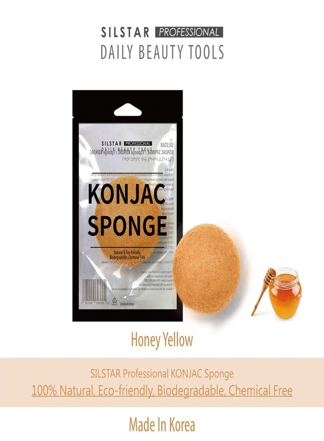 SILSTAR PROFESSIONAL 100% Natural Organic Facial & Body KONJAC Bath Sponge for Natural Glow & Softness by Detoxifying, Deep Make-Up Cleansing, Ph Levels; Good for Babies (Honey Yellow, Pack of 1) - Image 2