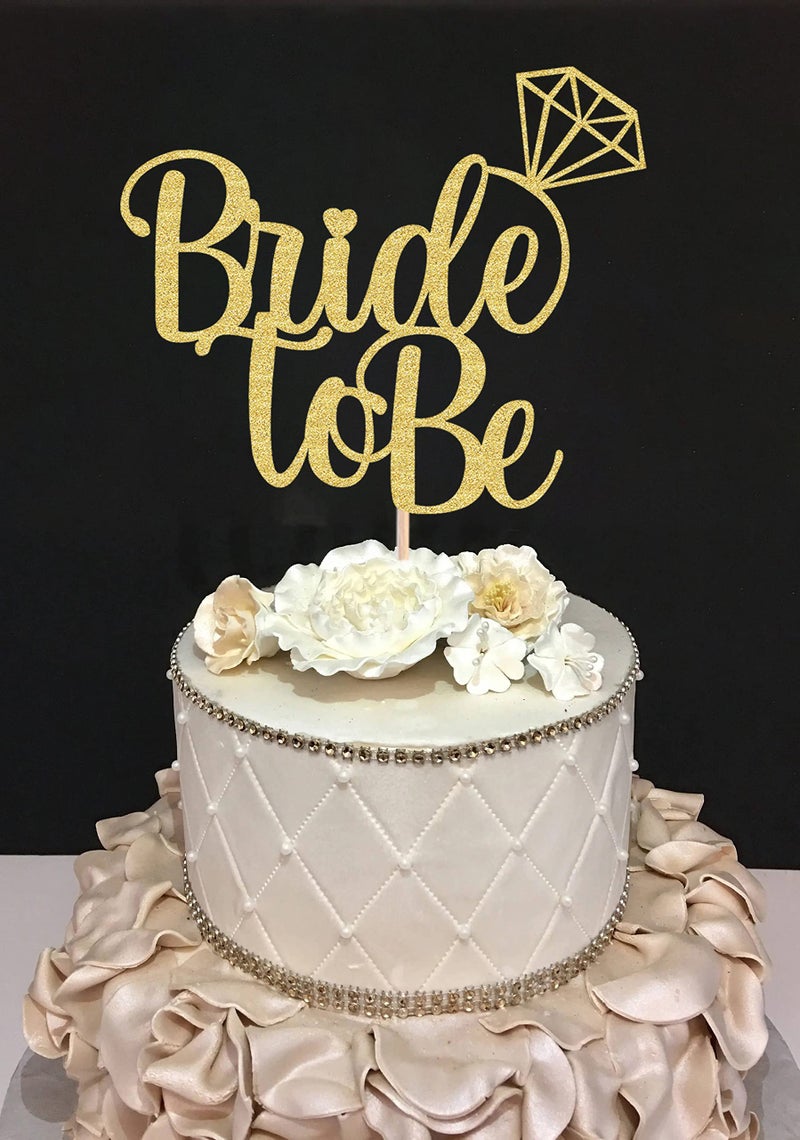 AHAORAY Bride To Be Cake Topper - Gold Glitter Bridal Shower Cake Decoration Supply - Bridal Wedding Engagement Party Decoration Photo Prop - Image 2